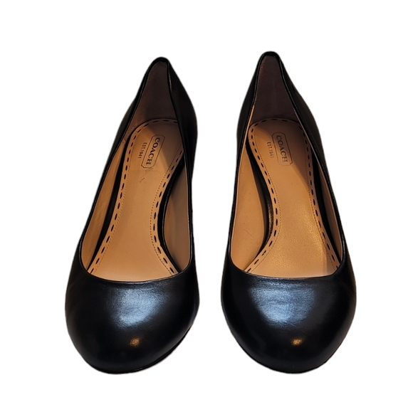 Coach dress shoes classic leather cocktail evening black high heels womens 9.5 - Picture 4 of 11